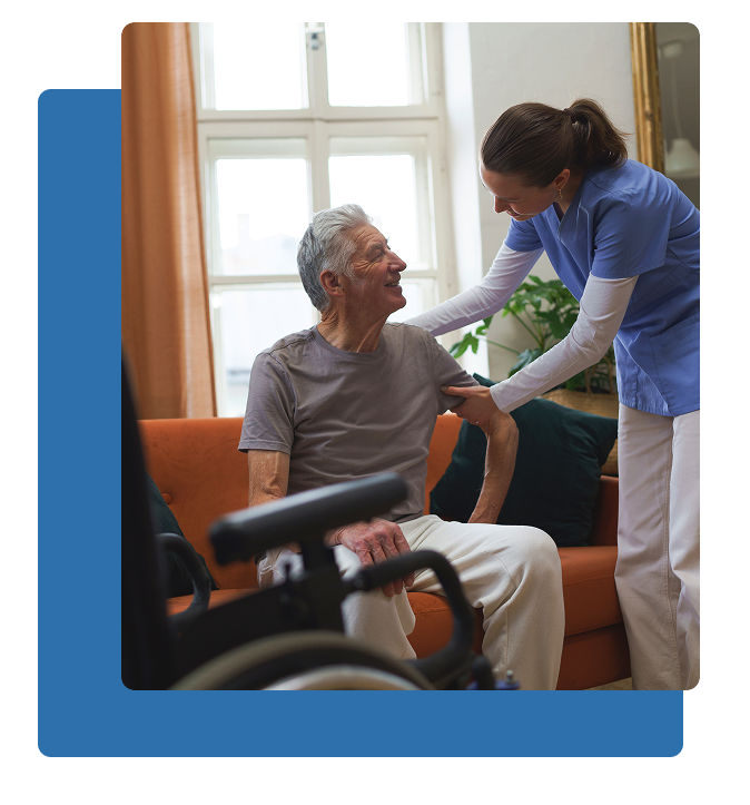 Caregiver assisting senior